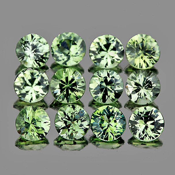 2.70 mm Round Machine Cut 12 pieces Fire Luster Natural Green Sapphire [Flawless-VVS]