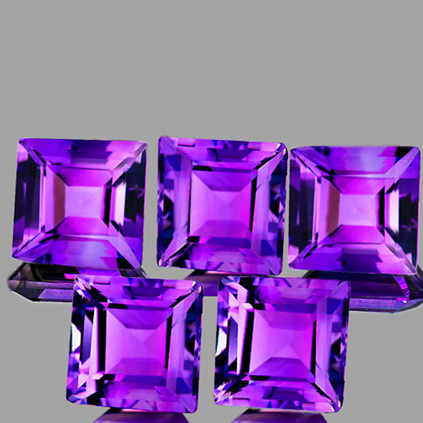 5.00 mm Square 5 pcs AAA Luster Natural Purple Amethyst [Flawless-VVS]
