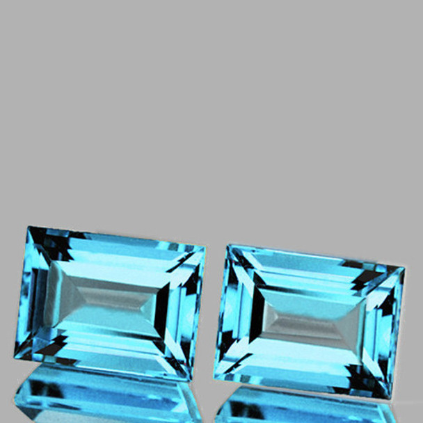 9x7 mm Baguette 2 pieces AAA Fire Natural Intense Sky Blue Topaz [Flawless-VVS]