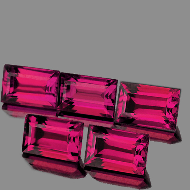 6x4 mm Baguette 5 pcs AAA Fire Luster Natural Raspberry Pink Rhodolite Garnet [Flawless-VVS]