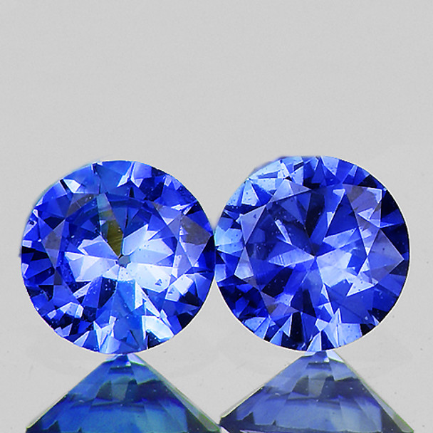 3.30 mm Round Machine cut 2pcs Lustrous Natural Blue Sapphire [Flawless-VVS]