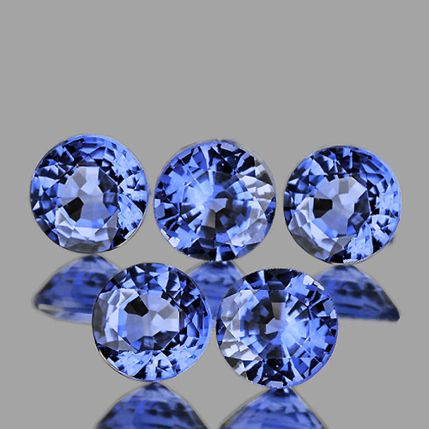 3.50 mm Round Step 5 pieces Sparkling Natural Ceylon Blue Sapphire [Flawless-VVS]