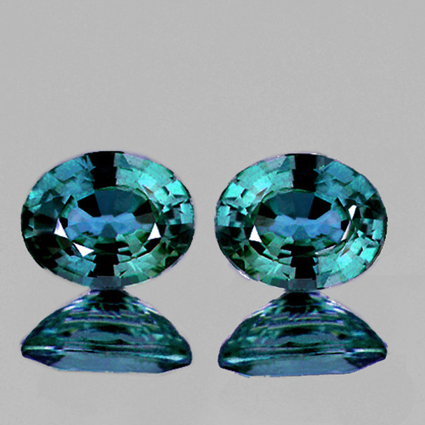 5x4 mm Oval 2pcs AAA Luster Natural Madagascar Green Blue (Teal) Sapphire [Flawless-VVS]
