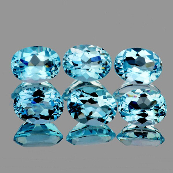 8x6 mm OVAL 6 PIECES NATURAL INTENSE SKY BLUE TOPAZ [FLAWLESS-VVS]