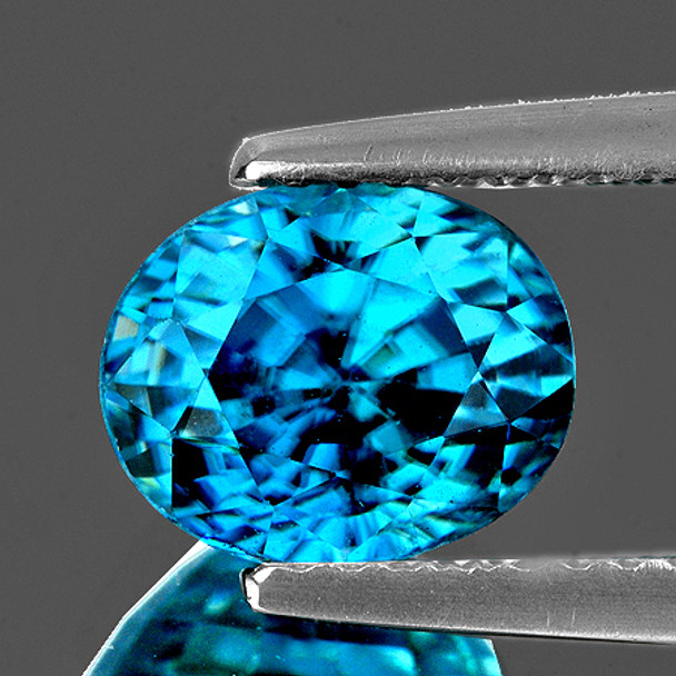 7x5.5 mm Oval 1.68cts AAA Superb Brilliancy Natural Intense Blue Zircon [Flawless-VVS]