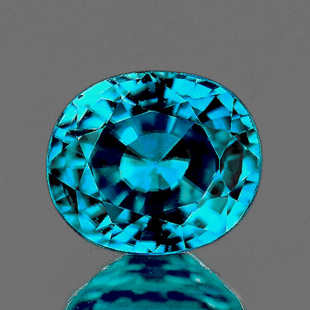 7.5x6.5 mm Oval 2.40cts AAA Superb Brilliancy Natural Intense Blue Zircon [Flawless-VVS]