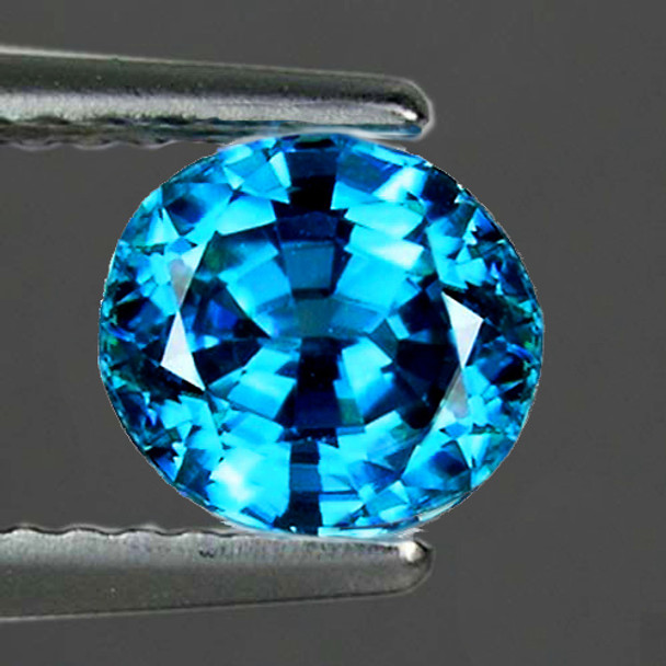 7.5x6.5 mm Oval 2.96cts AAA Superb Brilliancy Natural Electric Blue Zircon [Flawless-VVS]