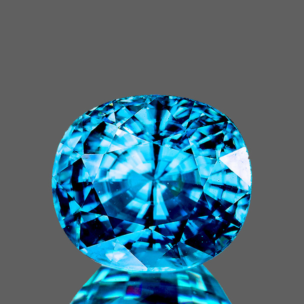 7.5x6.5 mm Oval 2.97cts AAA Superb Brilliancy Natural Electric Blue Zircon [Flawless-VVS]