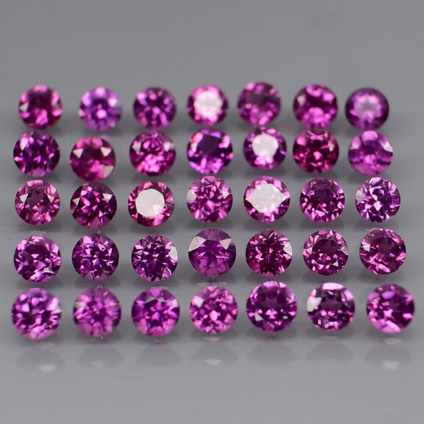 1.70 mm Round 70 pieces Lustrous Natural Pinkish Purple Rhodolite Garnet [Flawless-VVS]