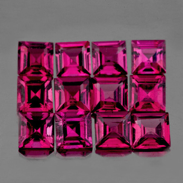 3.50 mm Square 12pcs Brilliant Luster Natural Raspberry Pink Rhodolite Garnet [Flawless-VVS]