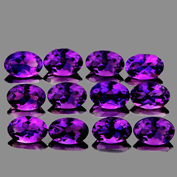 6x4 mm Oval 12 Pieces Top Luster Natural Intense AAA Purple Amethyst [Flawless-VVS]