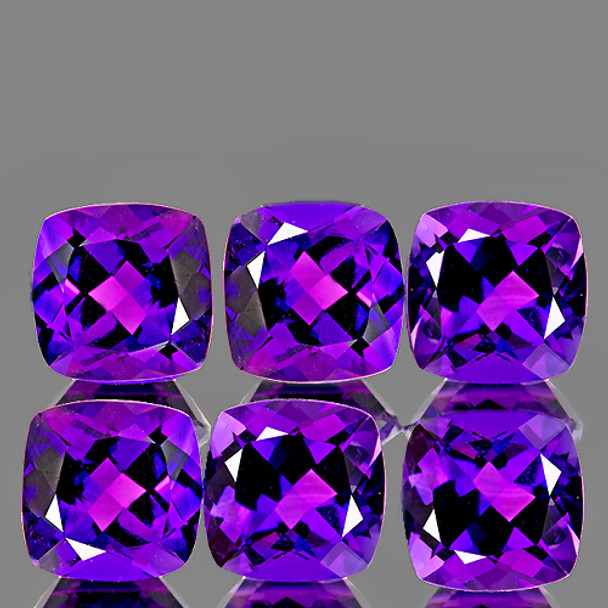 5.00 mm Cushion 6 pieces Lustrous Natural Intense Purple Amethyst [Flawless-VVS]
