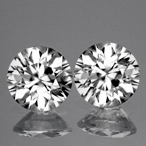 7.30 mm Round 2pcs AAA Fire Natural Diamond White Zircon [Flawless-VVS]-AAA Grade