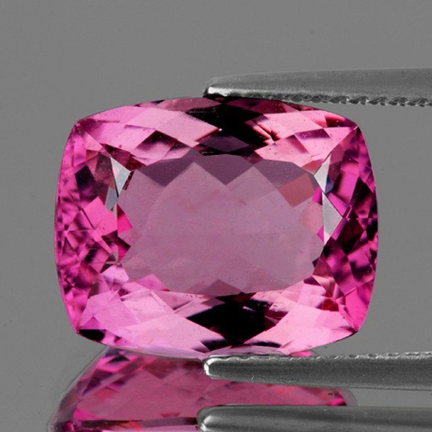 7x5.5 mm Cushion 0.90ct AAA Luster Natural Intense Pink Tourmaline [Flawless-VVS]