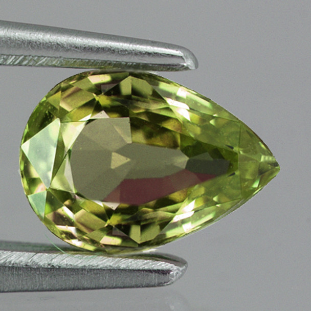 7x5 mm Pear 0.78ct AAA Luster Natural Yellow Green Sapphire [Flawless-VVS]