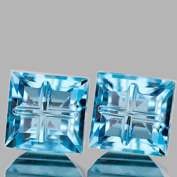 6.00 mm Square Fancy 2 pieces Natural Sky Blue Topaz [Flawless-VVS]