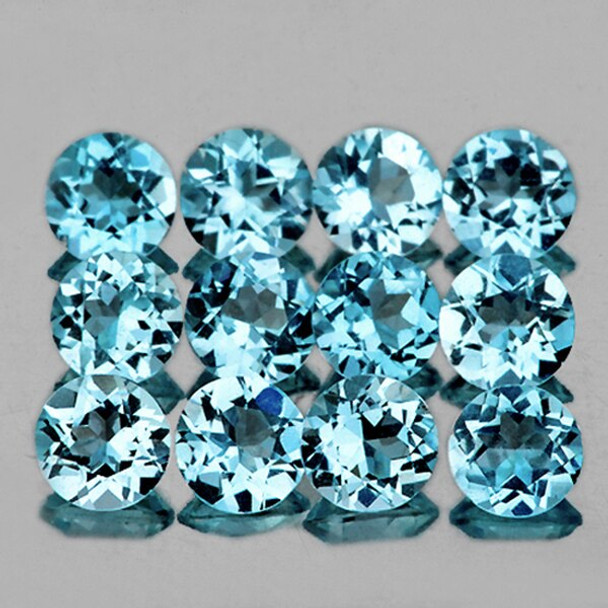 4.00 mm ROUND 12 PIECES NATURAL INTENSE SKY BLUE TOPAZ [FLAWLESS]