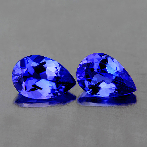 8x5 mm Pear 2pcs AAA Fire Luster Natural Intense Purple Blue Tanzanite [Flawless-VVS]-Top Grade