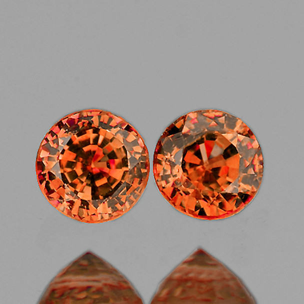 3.50 mm Round 2 pieces AAA Fire Luster Natural Brilliant Orange Mogok Spinel [Flawless-VVS]