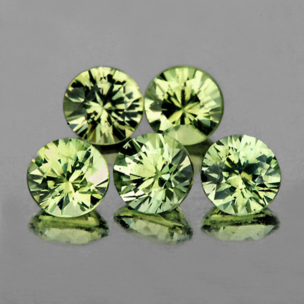 3.50 mm Round 5 pcs Extreme Brilliancy Natural Unheated Yellow Green Sapphire [Flawless-VVS]-Top Grade