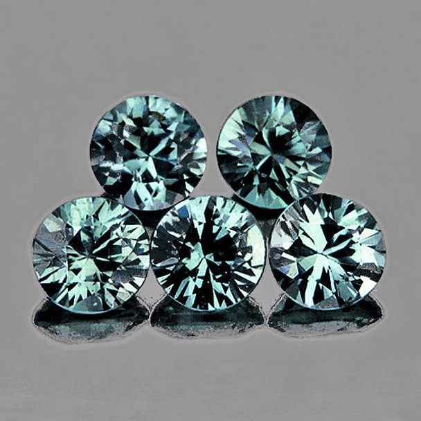 3.50 mm Round 5 pcs Extreme Brilliancy Natural Unheated Blue Green Sapphire [Flawless-VVS]