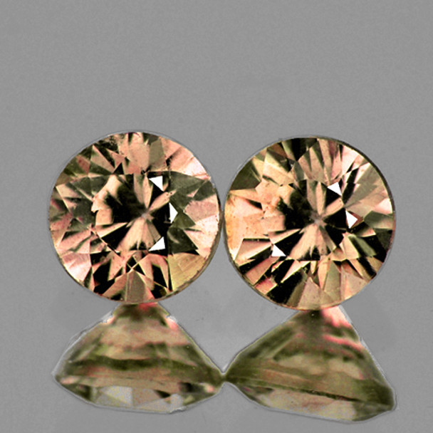3.50 mm Round 2 pcs AAA Luster Natural Unheated Bright Champagne Sapphire [Flawless-VVS]