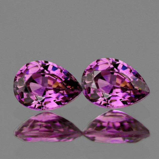 4.5x3.5 mm Pear 2pcs AAA Fire Natural Pink Purple Sapphire [Flawless-VVS]-AAA Grade