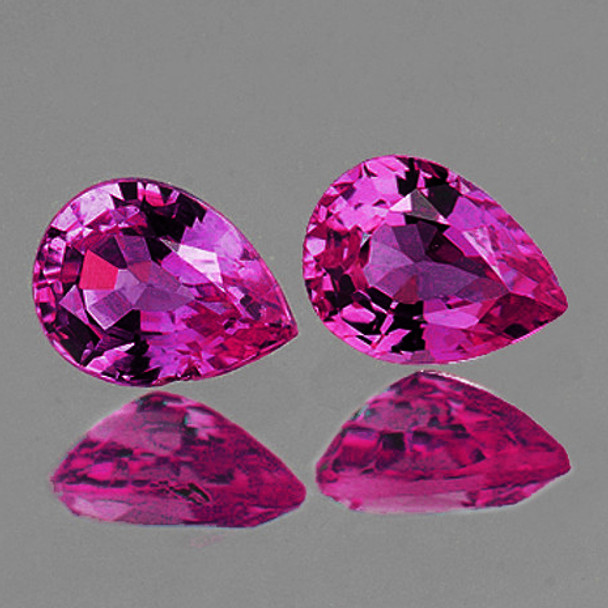 4.5x3.5 mm Pear 2pcs AAA Fire Natural Intense Pink Purple Sapphire [Flawless-VVS]-AAA Grade
