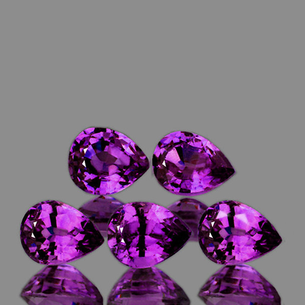 4x3 mm Pear 5pcs AAA Fire Natural Intense Purple Sapphire [Flawless-VVS]-AAA Grade