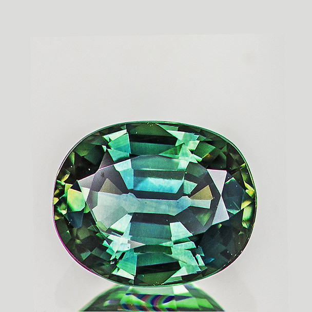 6x4.5 mm Oval 0.63ct Brilliant Natural Tri-Color Yellow Blue Green Sapphire [Flawless-VVS]