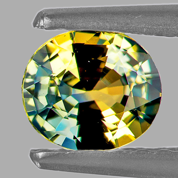 6x5 mm Oval 0.76ct Brilliant Natural Bi-Color Madagascar Yellow Green Sapphire [Flawless-VVS]