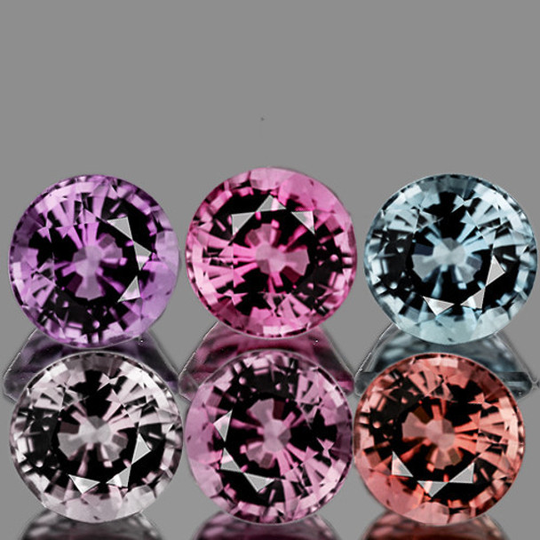 3.20 mm Round Machine Cut 6 pieces AAA Fire Luster Natural Multi-Color Mogok Spinel [Flawless-VVS]