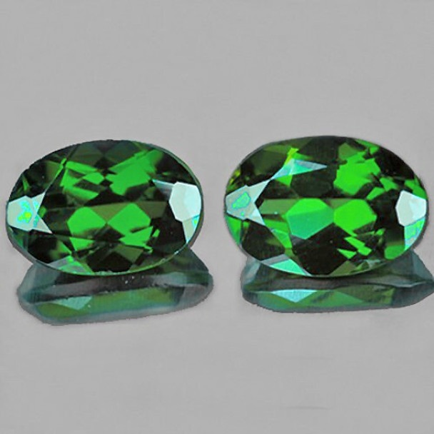 6x4 mm Oval 2pcs Sparkling Luster Natural Chrome Green Tourmaline [VVS]