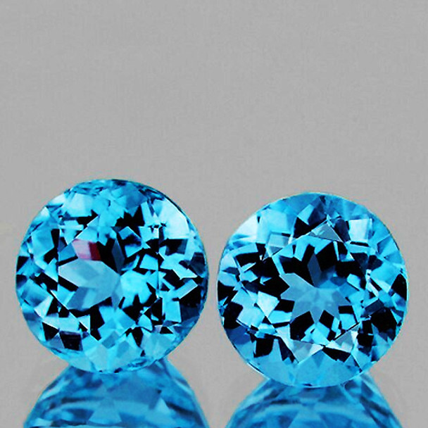 9.00 mm Round 2 pcs Lustrous Natural Brilliant Intese Sky Blue Topaz [Flawless-VVS]