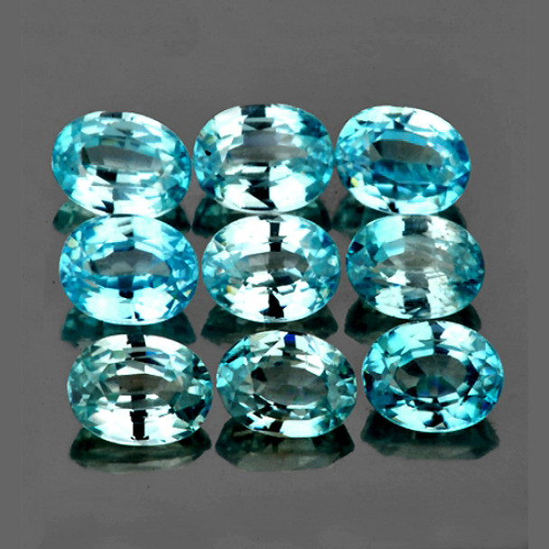 3.5x2.5 mm Oval 9 pieces Fire Luster Natural Seafoam Blue Zircon [Flawless-VVS]