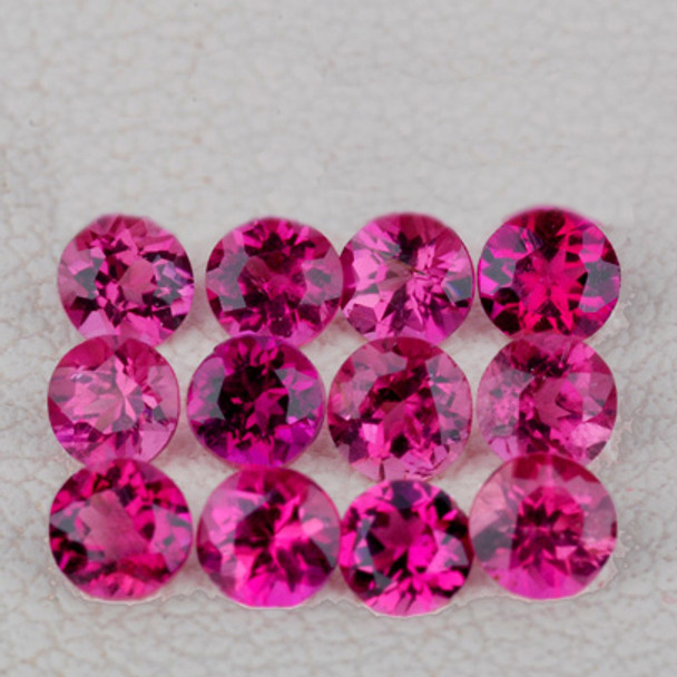 2.70 mm Round 12 pcs AAA Luster Natural Red Pink Rubellite Tourmaline [Flawless-VVS]