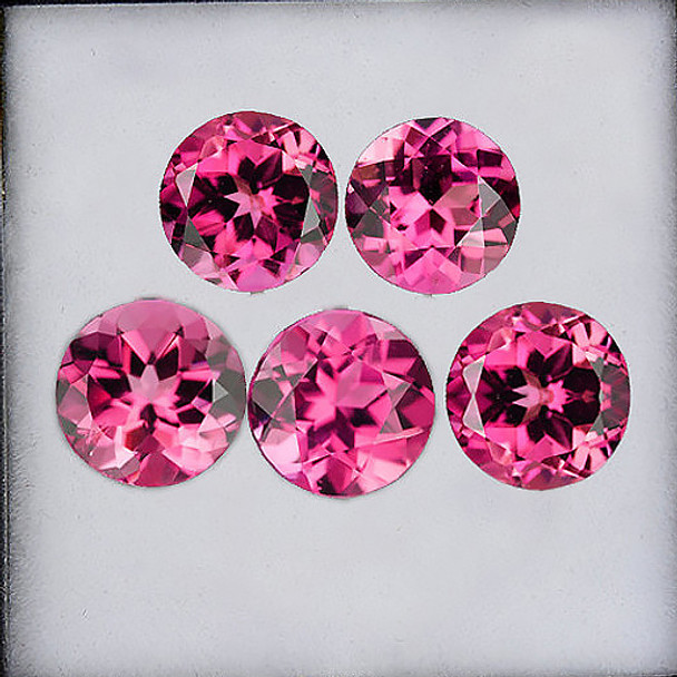 3.80 mm Round 5 pieces Fire Luster Natural Red Pink Tourmaline [Flawless-VVS]
