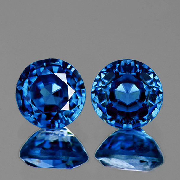 4.20 mm Round 2pcs Fire Luster Natural Intense Blue Sapphire [Flawless-VVS]