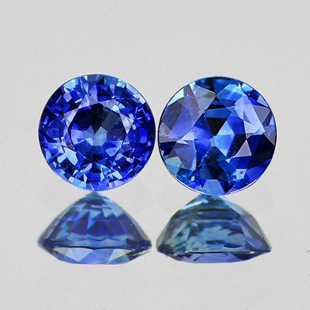 3.80 mm Round 2pcs Fire Luster Natural Intense Top Blue Sapphire [VVS]