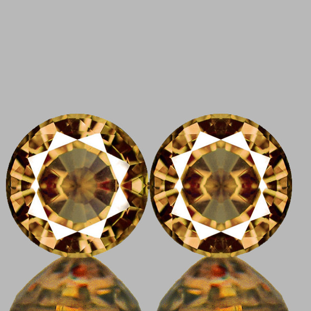 3.80 mm Round Step 2pcs AAA Fire Luster Natural Intense Champagne Sapphire [Flawless-VVS]-Top Grade