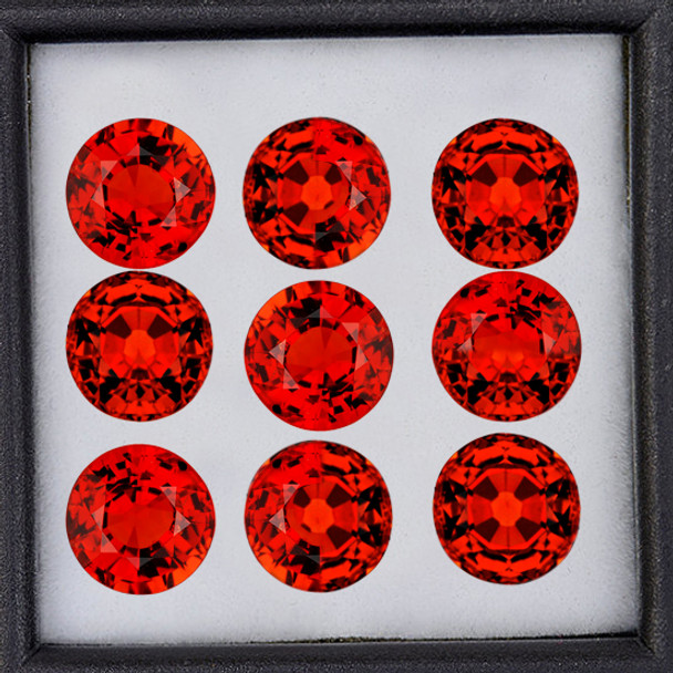 2.70 mm Round 9pcs Fire Luster Natural Orange Red Sapphire [Flawless-VVS]-Top Color