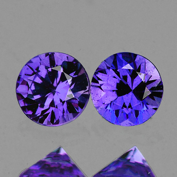 3.80 mm Round Machine Cut 2pcs Superb Luster Natural Intense Purple Sapphire [Flawless-VVS]