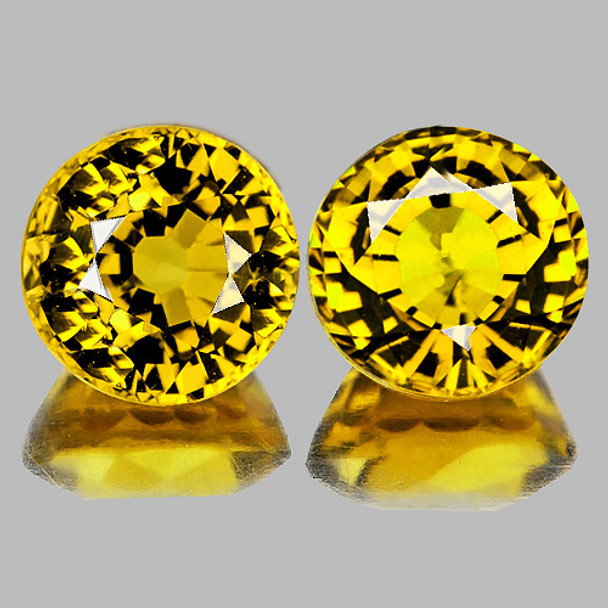 5.00 mm Round 2pcs Fire Luster Natural Yellow Sapphire [Flawless-VVS]