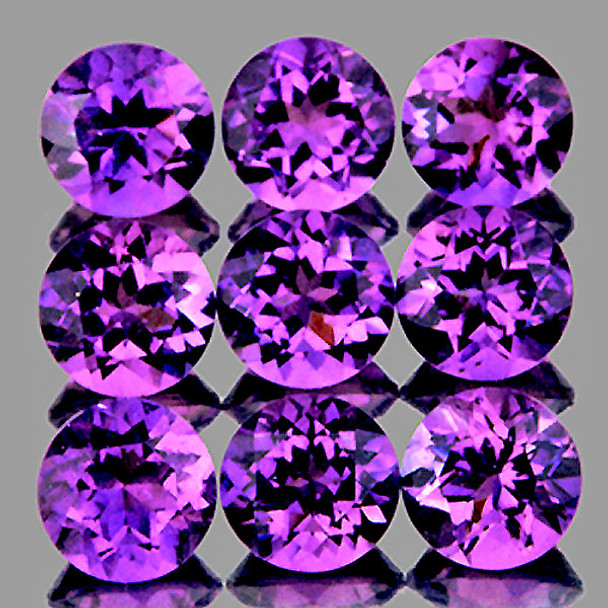 5.00 mm Round 9 pcs Natural Sparkling Purple Amethyst [Flawless-VVS]