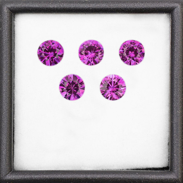 3.30 mm Round 5pcs AAA Superb Luster Natural Intense Purple Pink Sapphire [IF-VVS]-Top Grade