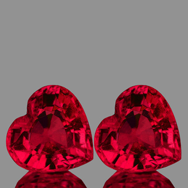 6.00 mm Heart 2 pcs AAA Fire Natural Red Mozambique Ruby [VVS]- AAA Grade