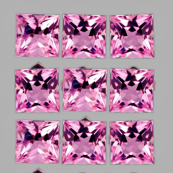 2.50 mm Square Princess 9pcs AAA Luster Natural Unheated Pink Sapphire [Flawless-VVS]