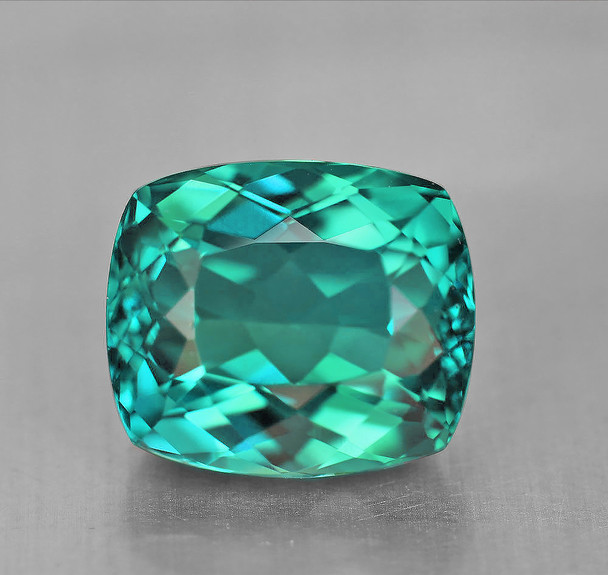 15x13 mm Cushion 14.21cts AAA Luster Top Color Natural Blue Green Apatite [Flawless-VVS]