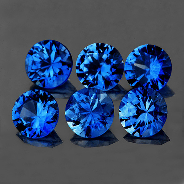 3.00 mm Round 6pcs AAA Fire Natural Intense Blue Sapphire [Flawless-VVS]