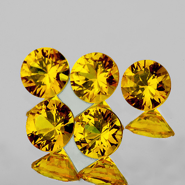 3.20 mm Round 5 pieces AAA Fire Luster Natural Yellow Sapphire [Flawless-VV